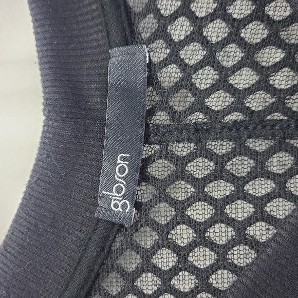GIBON Black Rayon Fishnet Mesh Upper and Long Sleeve Top Shirt - Picture 2 of 13